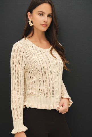 Natural Pointelle Cardigan