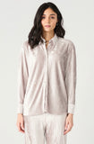 Champagne Textured Velvet Button Down