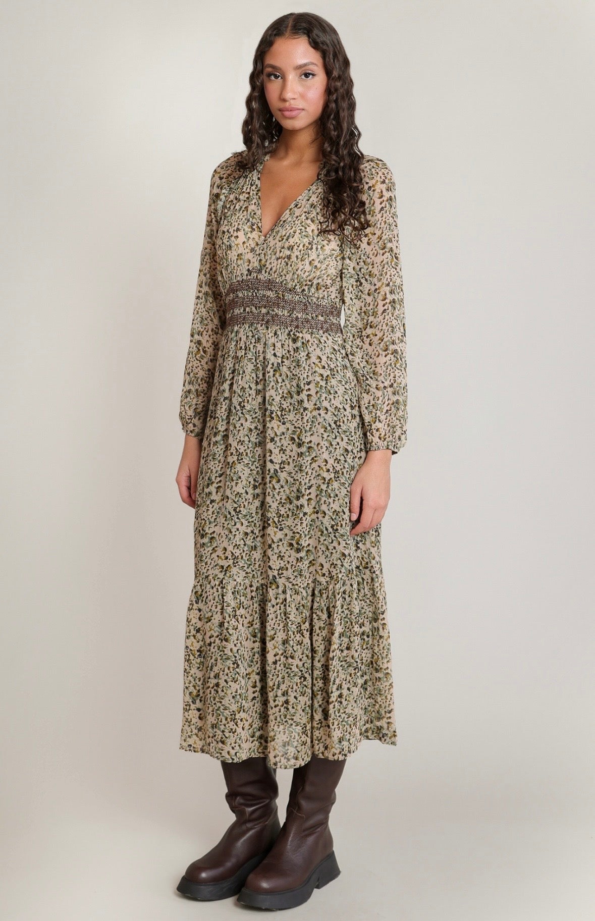 Ecru Leopard Maxi Dress
