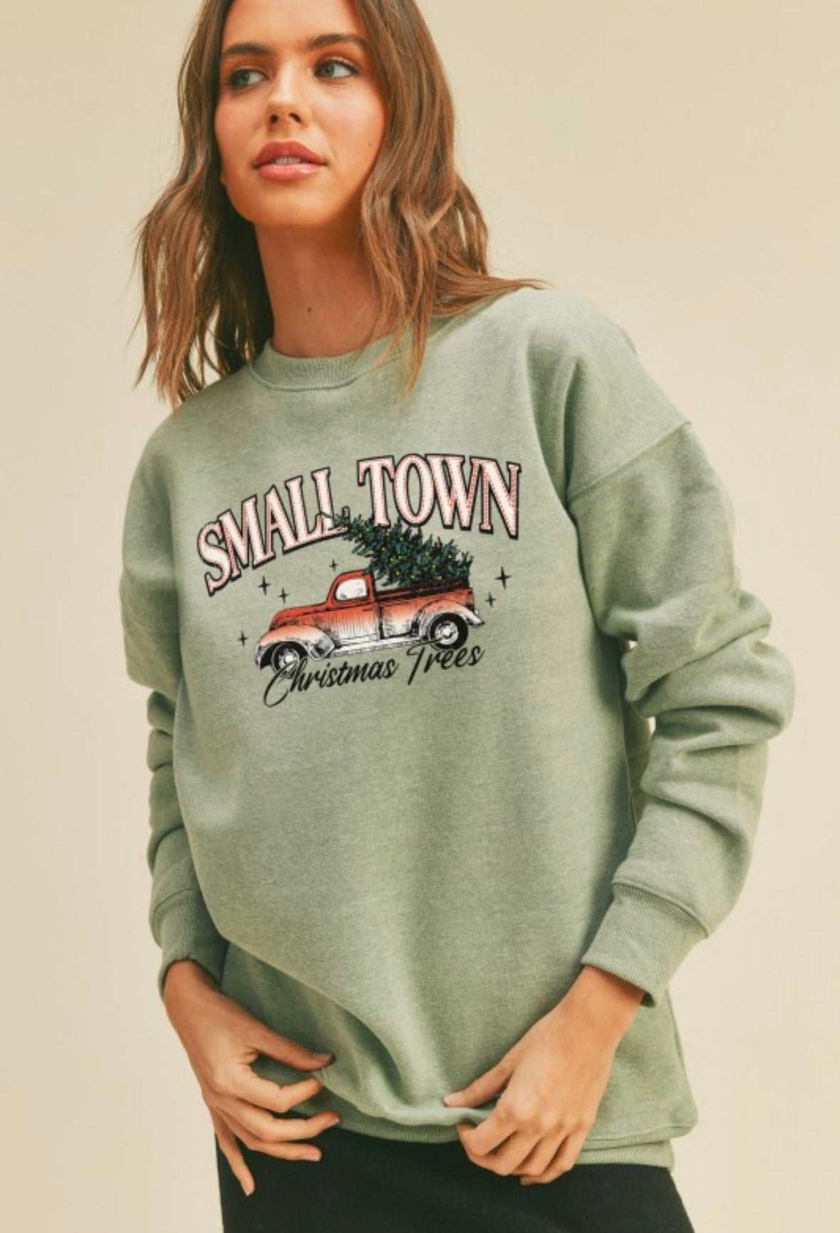 Sage Small Town Christmas Sweatshirt