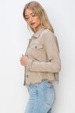 Taupe Distressed Denim Jacket