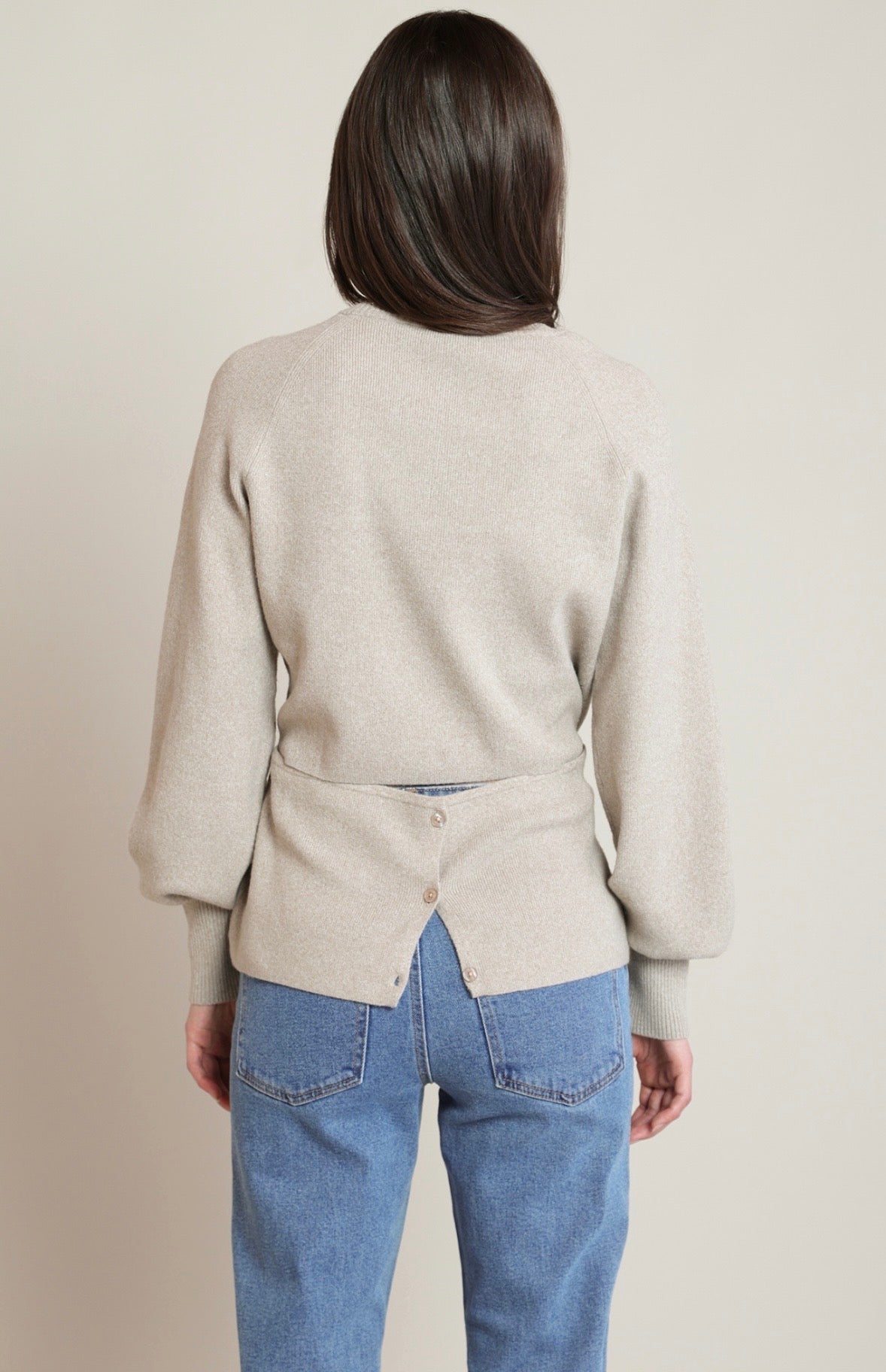 Light Taupe Slit Back Sweater
