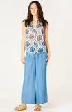 Dex Blue Medallion Sheer Top