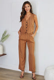 Camel Stripe Tuxedo Vest