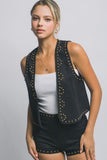 Black Suede Studded Vest
