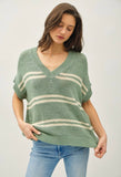 Sage Stripe Sleeveless Sweater