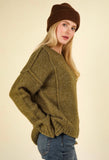 Olive Reverse Stitch Sweater