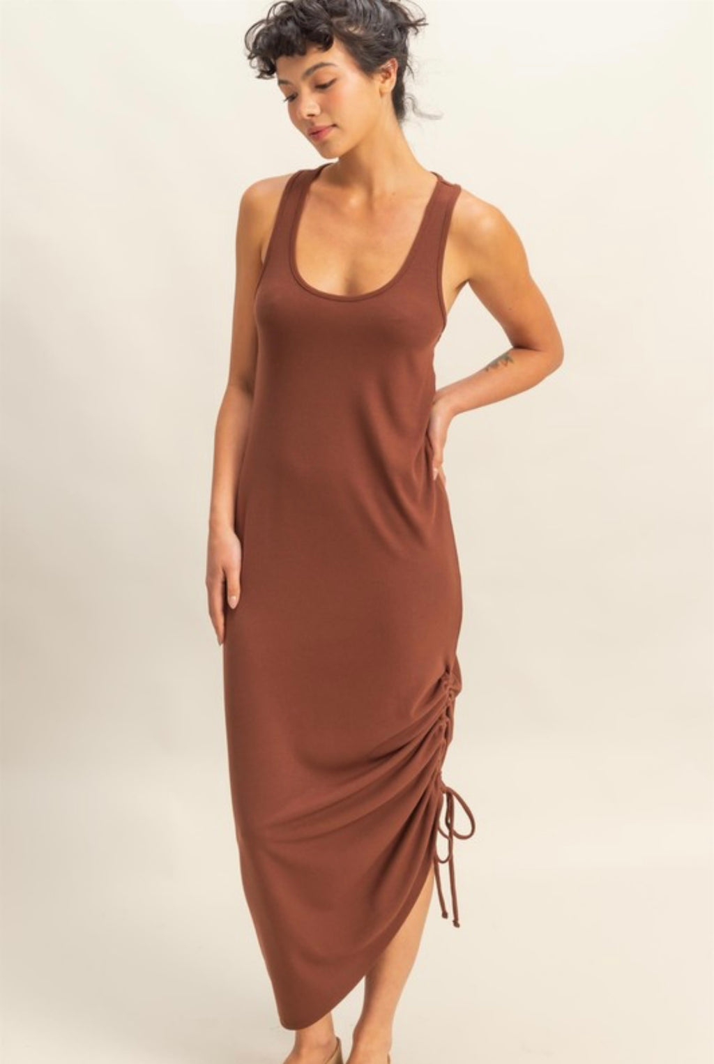 Brown Twist Tank Dress