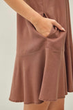 Brown Ruffle Hem Dress