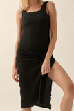 Black Textured Midi Dress