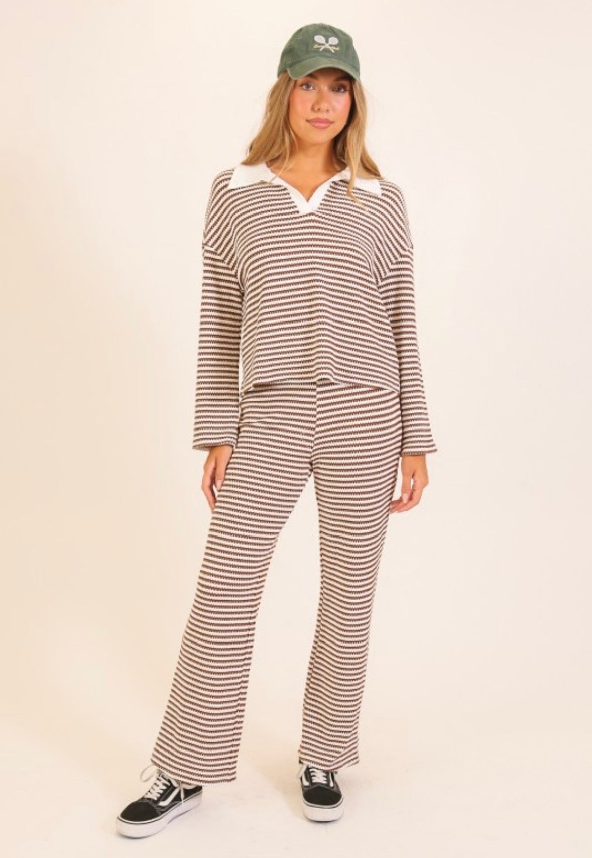 Brown Stripe Lounge Set