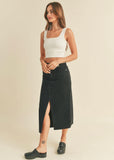 Black Denim Slit Skirt