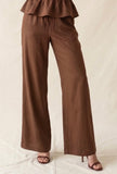 Brown Linen Wide Leg Pants