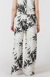 Abstract Leaf Print Linen Pants
