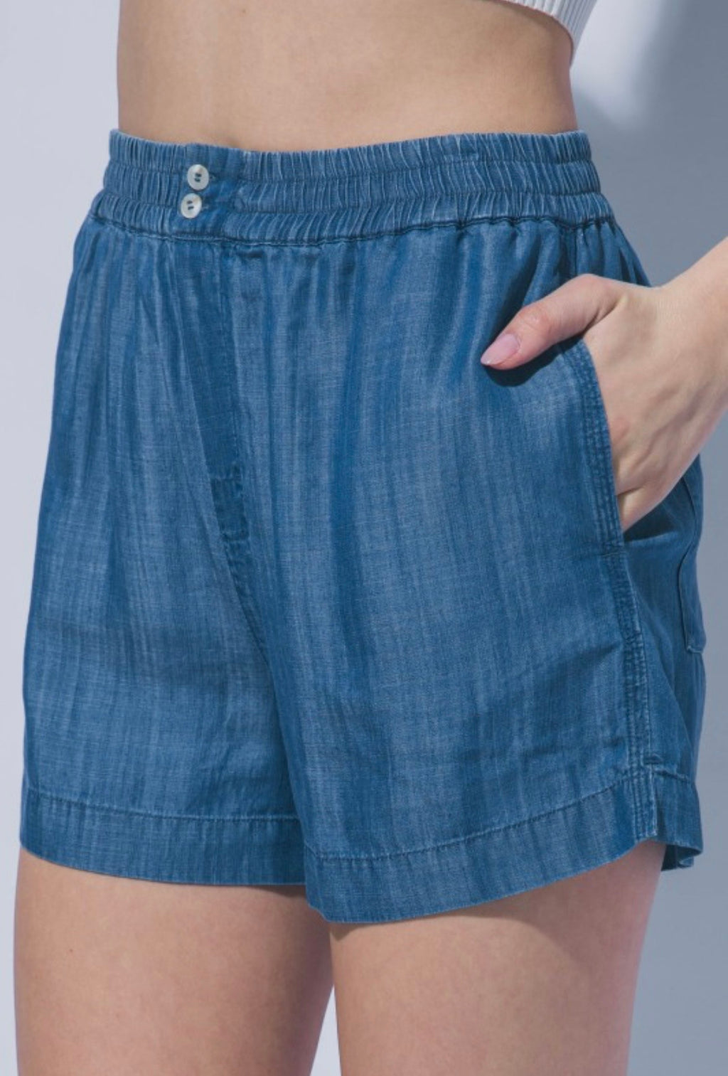 Dark Blue Tencel Shorts
