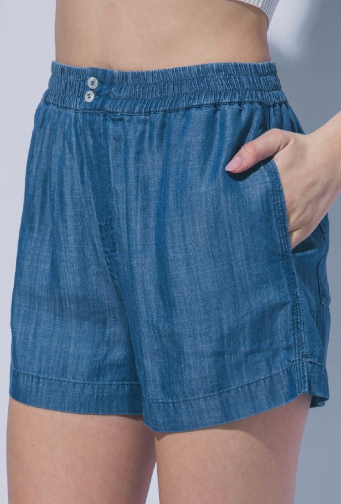 Dark Blue Tencel Shorts