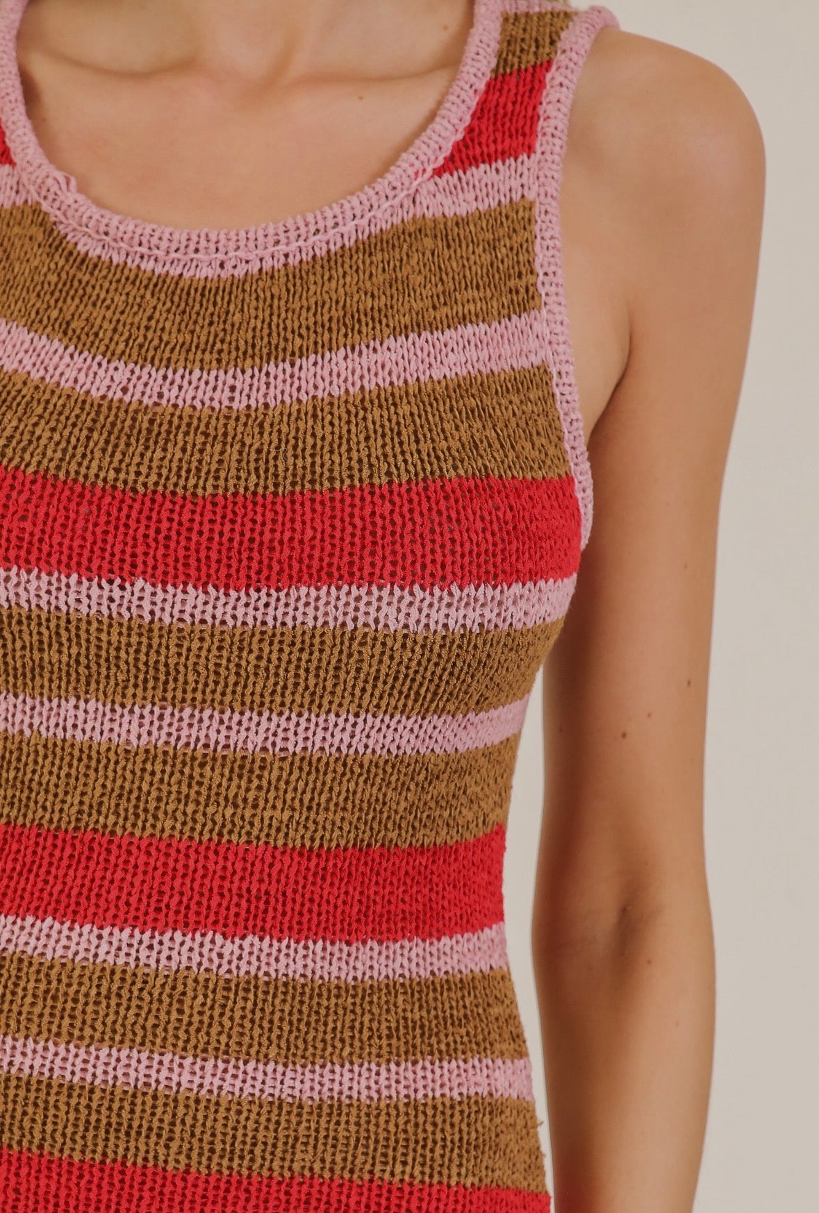 Red Stripe Knit Maxi Dress