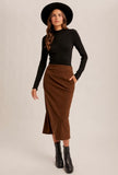Coffee Textured Midi Skirt
