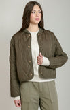 Dark Khaki Green Quilted Jacket