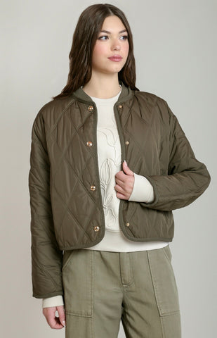 Dark Khaki Green Quilted Jacket