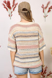 Multicolor Stripe Crochet Sweater