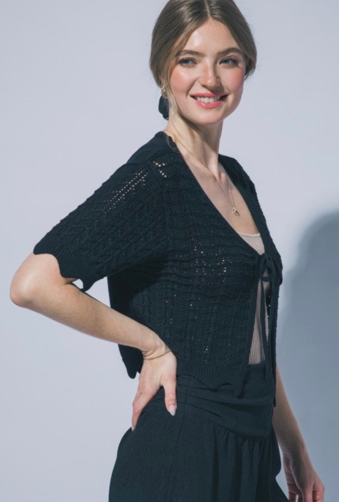 Black Crochet Cardigan