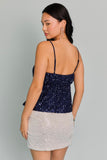 Blue Sequin Babydoll Top
