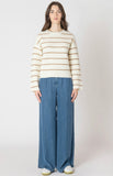 Cream Stripe Wide Sleeve Sweater