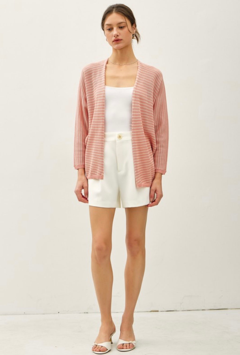 Dusty Coral Stripe Cardigan