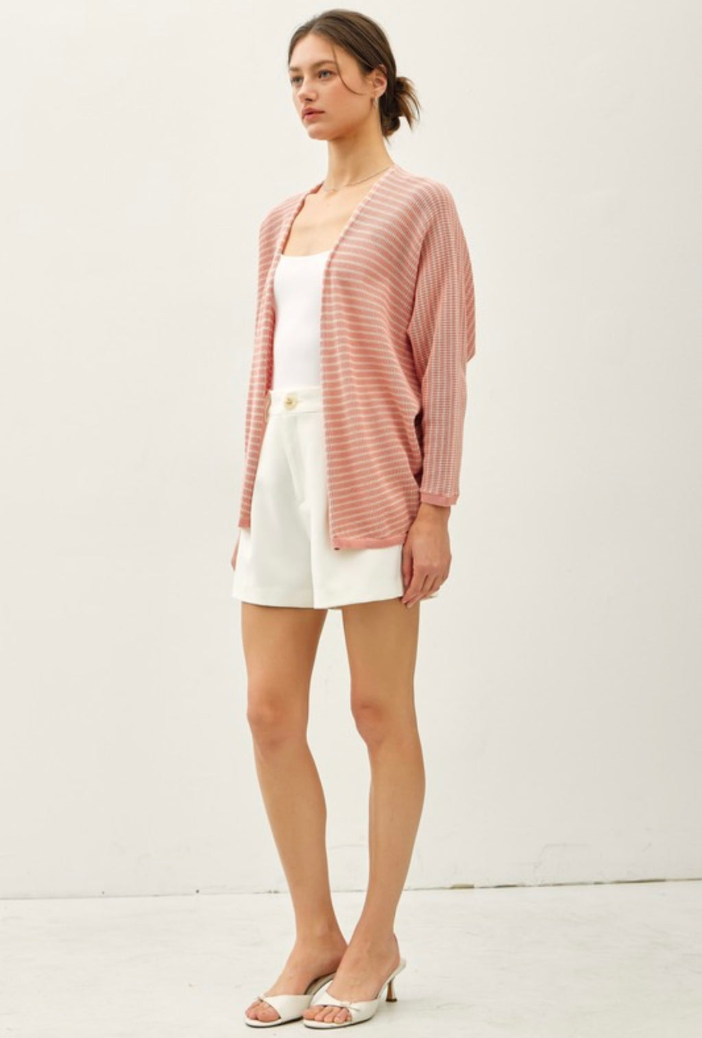 Dusty Coral Stripe Cardigan