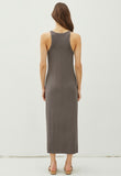 Grey Ribbed Tank Maxi Dress