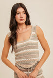 Grey Multi Cropped Sweater Tank