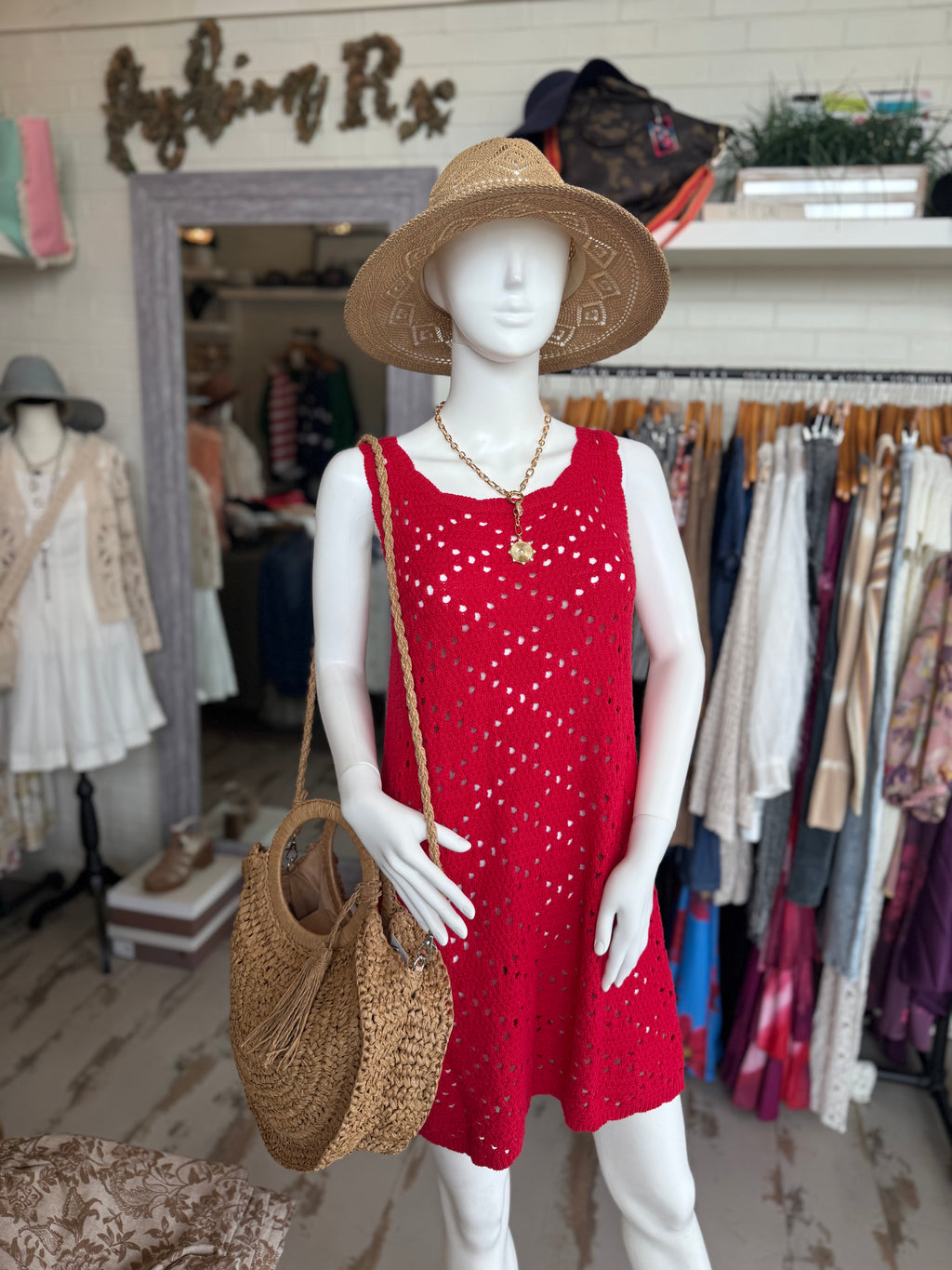 Red Crochet Dress