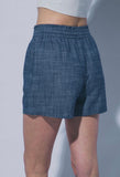Indigo Linen Drawstring Shorts