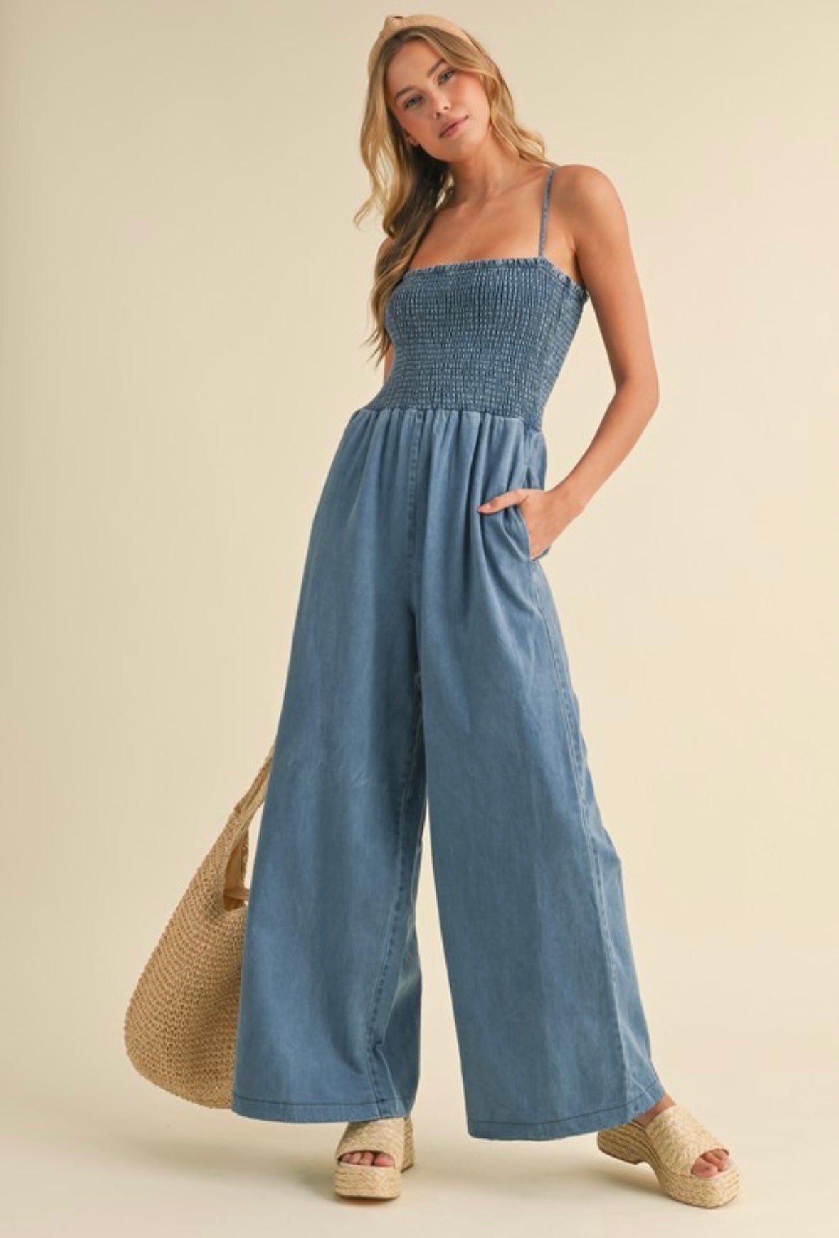 Denim Wide Leg Jumpsuit