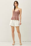 Mauve Crochet Peplum Tank