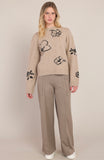 Taupe Floral Sweater