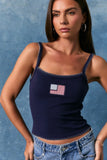 Navy Embroidered Flag Tank