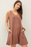 Brown Ruffle Hem Dress