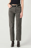 Grey High Rise Straight Leg Jeans