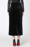 Black Velvet Slit Button Skirt