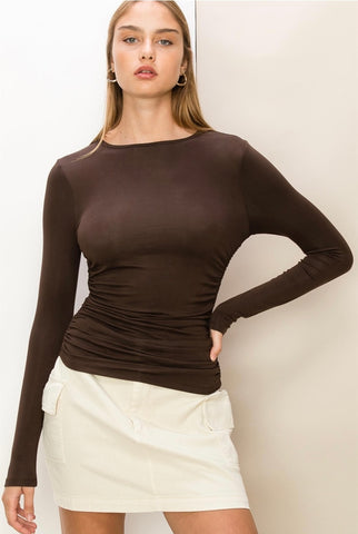 Brown Ruched Top
