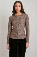 Dark Taupe Jacquard Mesh Top