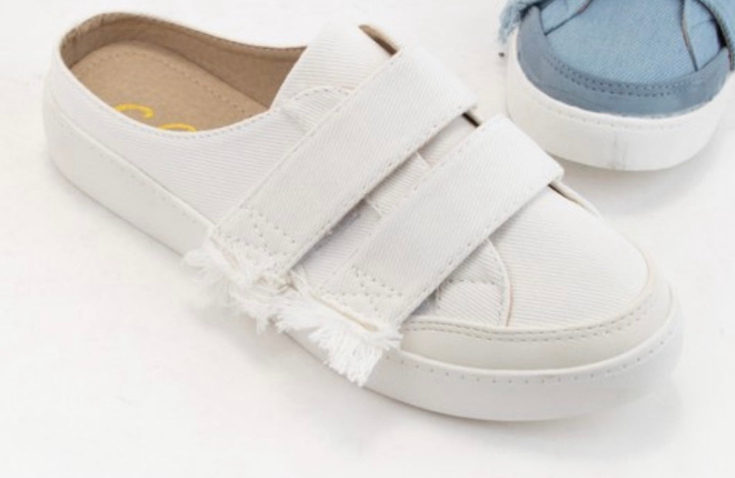 White Slip on Mules