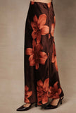 Brown Floral Satin Skirt