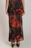 Brown Floral Mesh Skirt