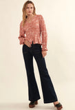 Rust Floral Button Down Peasant Top