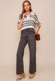 Black Stripe Cropped Sweater