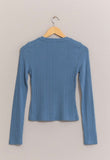 Blue Brushed Ribbed Top
