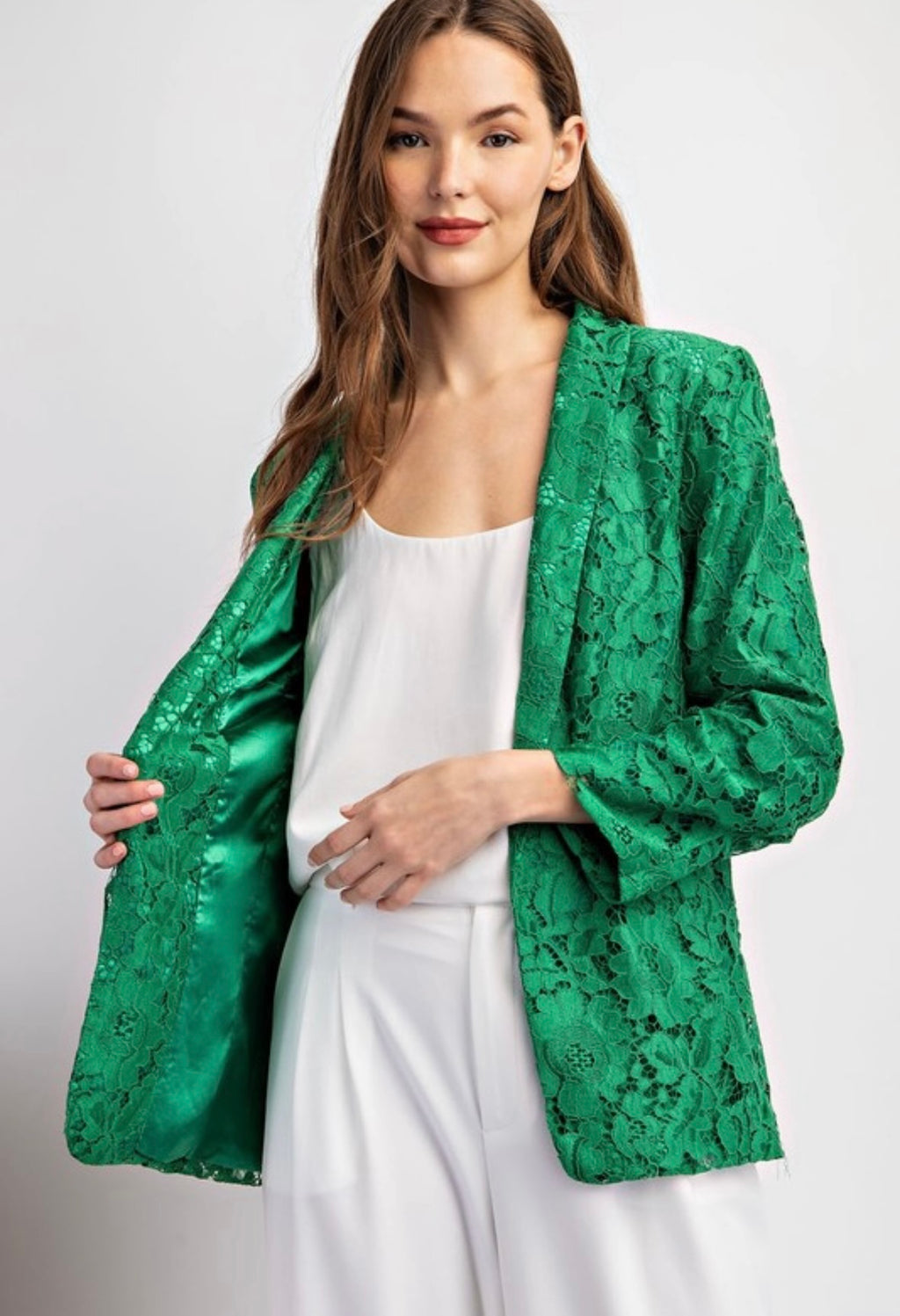 Green Lace Blazer